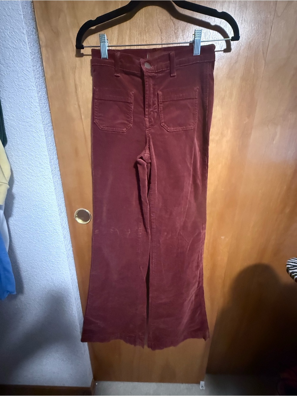J Brand Wide-Leg High-Rise Jeans in Burgundy